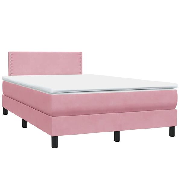 vidaXL Cama com molas/colch&atilde;o 120x210 cm veludo Rosa