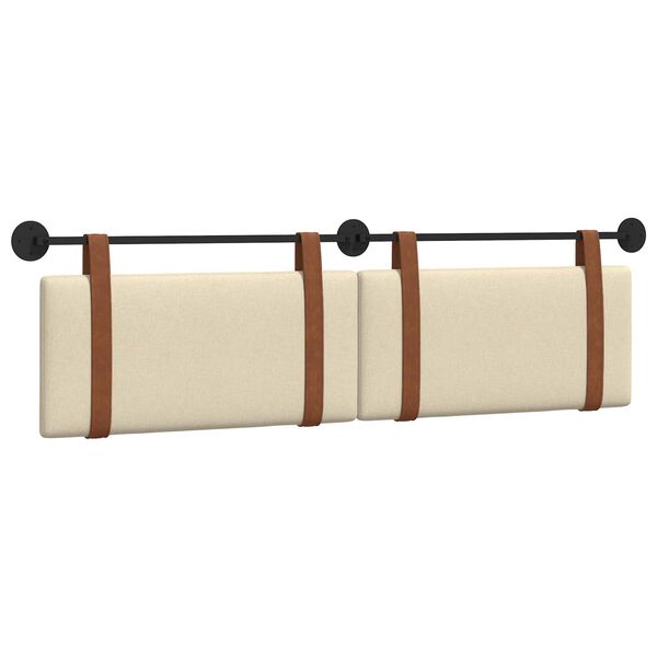 vidaXL Cabeceira Suspensa Liso Creme 170 x 55 x 5 cm PU Antigo