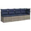 vidaXL Sof&aacute; de jardim com almofada Cinzeto 227 x 62 x 69 cm vime PE