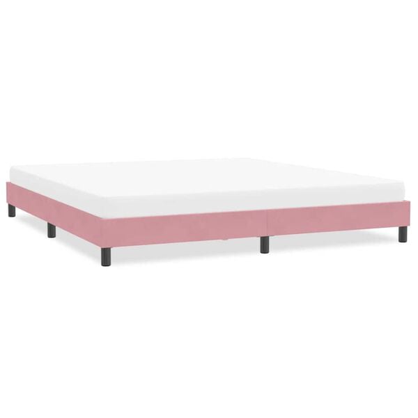 vidaXL Estrutura de cama sem colch&atilde;o 200x210 cm veludo rosa
