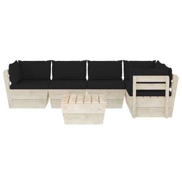 vidaXL 6 pcs conjunto lounge de paletes + almofad&otilde;es madeira de abeto