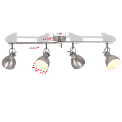 vidaXL Candeeiro de teto para 4 lâmpadas E14 cinzento