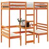 vidaXL Cama alta c/ secretária/cadeiras 75x190 cm pinho castanho-mel