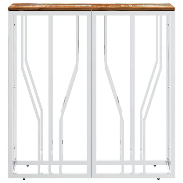 vidaXL Mesa consola a&ccedil;o inoxid&aacute;vel/madeira recuperada maci&ccedil;a prateado