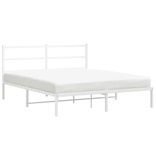 vidaXL Estrutura de cama com cabeceira 150x200 cm metal branco