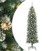 vidaXL &Aacute;rvore Slim de Natal Artificial Verde e Branco 240 cm
