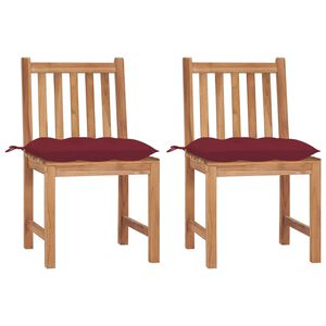 vidaXL Cadeiras de jardim c/ almofad&otilde;es 2 pcs madeira de teca maci&ccedil;a