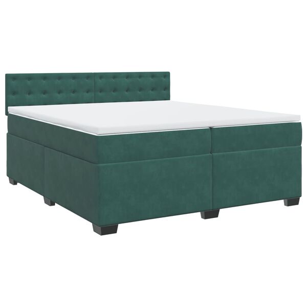 vidaXL Cama com molas/colch&atilde;o 200x200 cm veludo verde-escuro