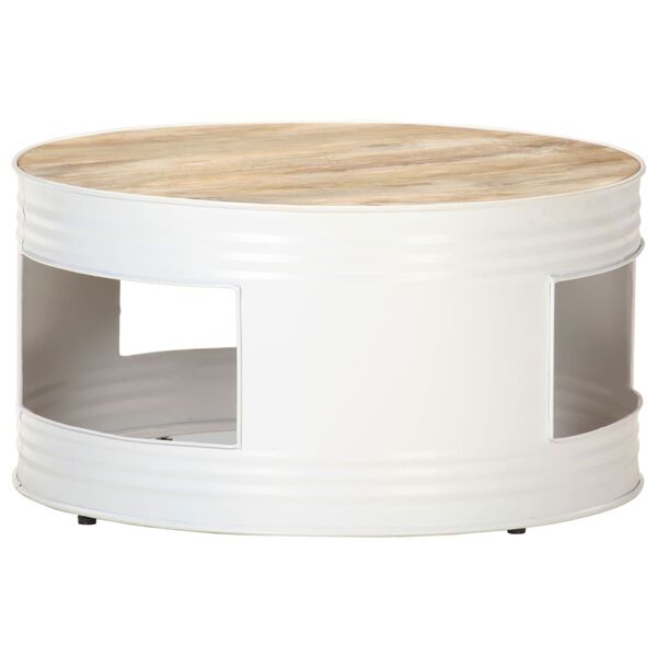 vidaXL Mesa de centro 68x68x36 cm madeira de mangueira maci&ccedil;a branco