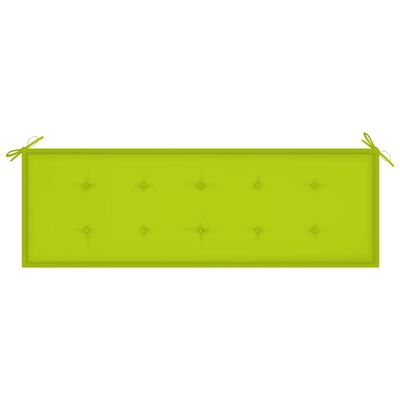 vidaXL Banco Batávia c/ almofadão verde brilhante 150 cm teca maciça