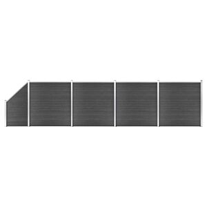 vidaXL Conjunto de painel de veda&ccedil;&atilde;o WPC 792x(105-186) cm preto