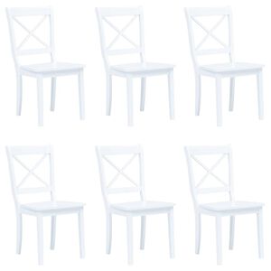 vidaXL Cadeiras de jantar 6 pcs seringueira maci&ccedil;a branco