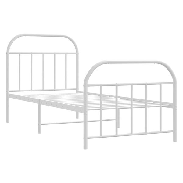 vidaXL Estrutura de cama com cabeceira e p&eacute;s 90x190 cm metal branco
