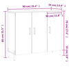 vidaXL Aparador 90x34x80 cm madeira processada cor cinzento sonoma