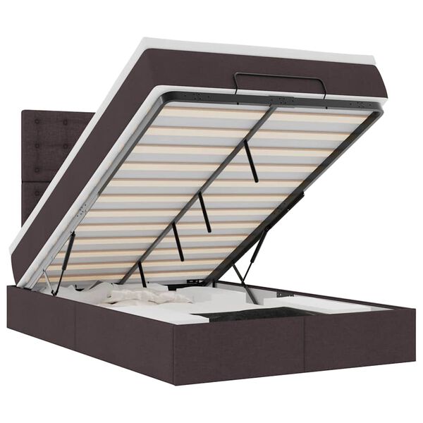 vidaXL Estrutura cama otomana colch&atilde;o 120x200cm tecido castanho escuro