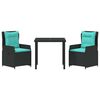 vidaXL Conjunto de Jantar para Jardim 3 pcs Preto Rattan Sint&eacute;tico