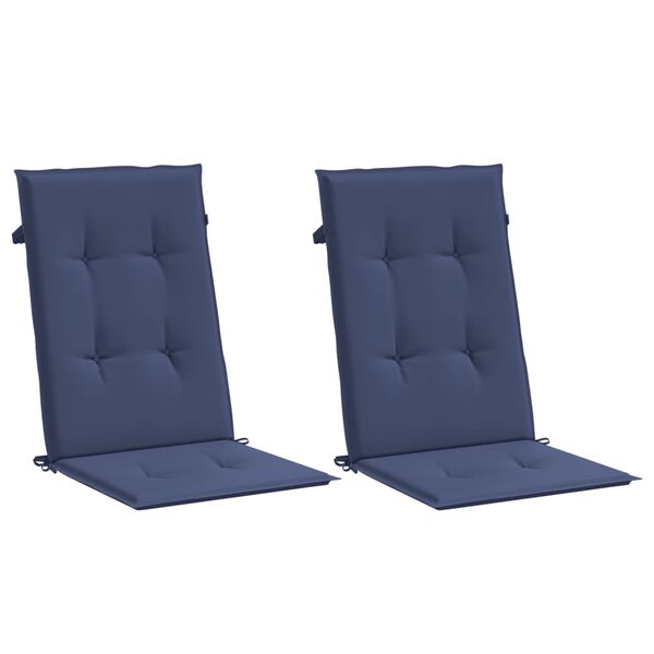 vidaXL Almofadões cadeira encosto alto 2pcs tecido azul-marinho