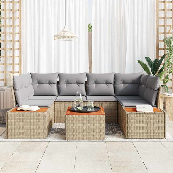 vidaXL Conjunto de Sof&aacute; de Jardim 6 pcs Bege Rattan Sint&eacute;tico