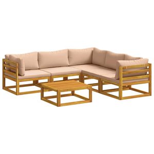 vidaXL Conjunto de Sof&aacute;s 6 unid. Natural Madeira S&oacute;lida de Ac&aacute;cia