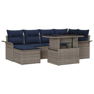 vidaXL Conjunto de Sof&aacute; de Jardim com almofada 7 pcs Cinzeto