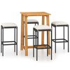 vidaXL 5 pcs conjunto de bar para jardim com almofad&otilde;es preto