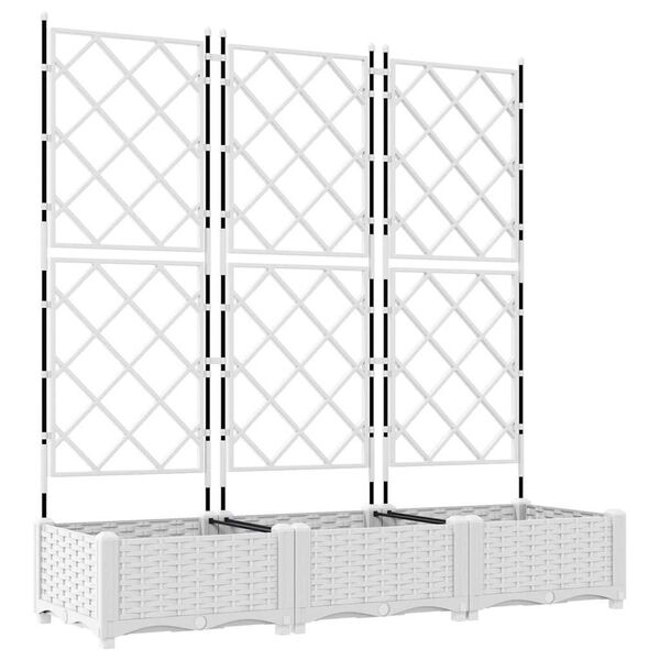 vidaXL Vaso de Jardim 3 pcs Branco 120 x 40 x 125,5 cm A&ccedil;o