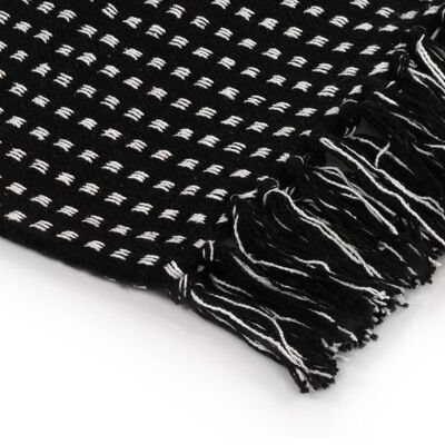vidaXL Manta em algodão aos quadrados 160x210 cm preto