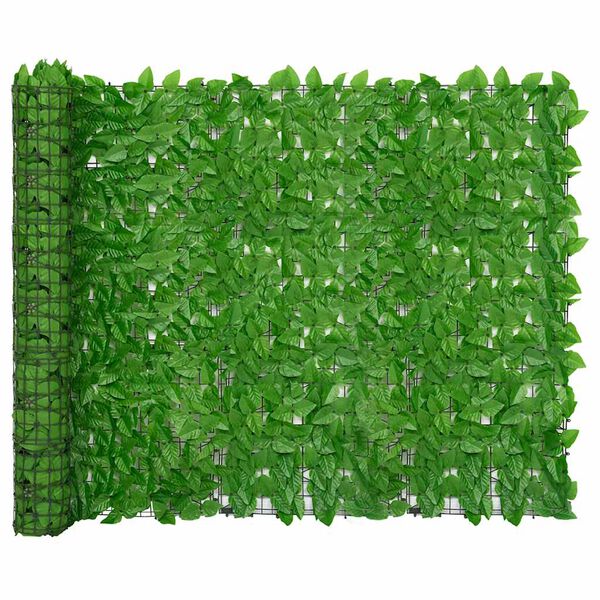 vidaXL Tela de varanda com folhas verdes 300x150 cm