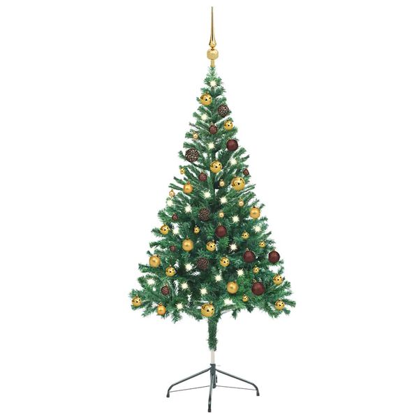 vidaXL &Aacute;rvore de Natal artificial pr&eacute;-iluminada + bolas 380 ramos