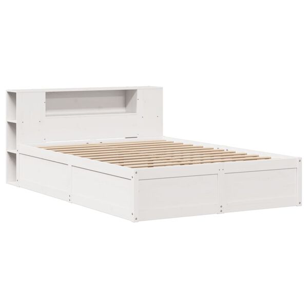 vidaXL Cama sem colch&atilde;o 135x190 cm madeira de pinho maci&ccedil;a branco