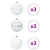 vidaXL Conjunto de Bolas de Natal 9 pcs Branco Plástico