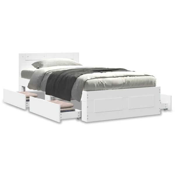 vidaXL Estrutura de cama c/ cabeceira sem colch&atilde;o 90x200 cm branco
