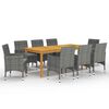 vidaXL 9 pcs conjunto de jantar para jardim cinzento