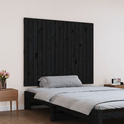 vidaXL Cabeceira de parede 108x3x90 cm madeira de pinho maciça preto