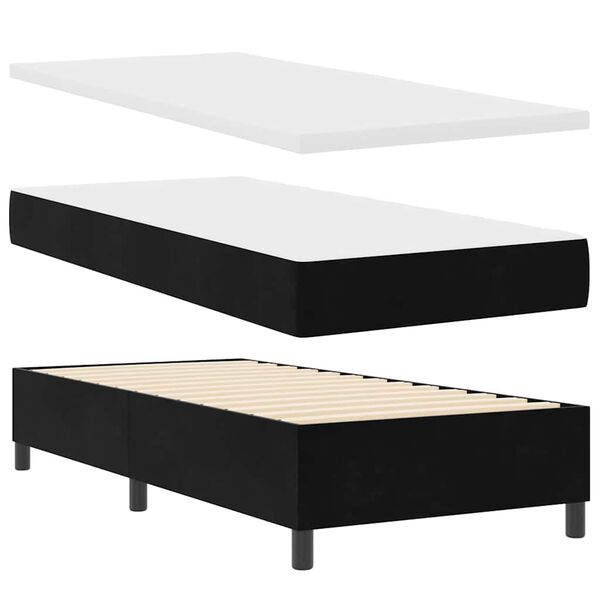 vidaXL Cama Box com colch&atilde;o com cabeceira Preto 100 x 200 cm Veludo