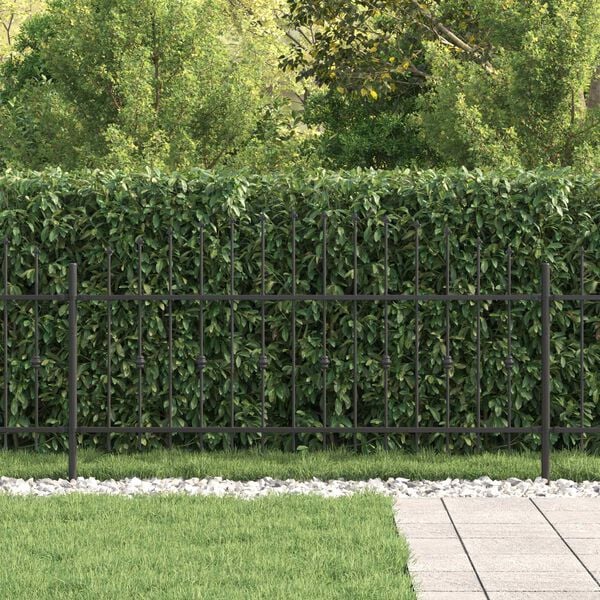 vidaXL Cerca com Ponta Preto 200 x 130 cm A&ccedil;o revestido a p&oacute;