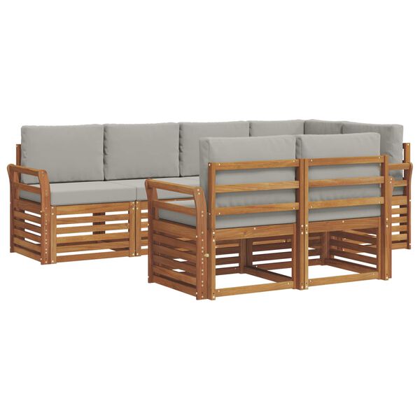 vidaXL Conjunto de Sof&aacute; Sectional 7 pcs Cinza Natural e Claro