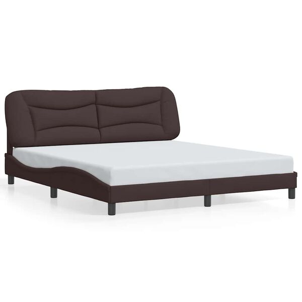 vidaXL Estrutura de cama sem colch&atilde;o Hvar 180x200 cm tecido castanho-escuro
