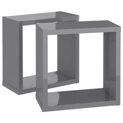 vidaXL Prateleiras parede forma de cubo 2 pcs 30x15x30 cm cinza brilh.