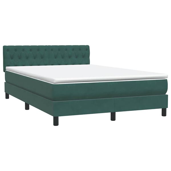 vidaXL Cama com molas/colch&atilde;o 160x220 cm veludo verde-escuro