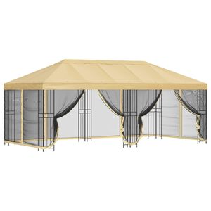 vidaXL Gazebo com paredes laterais 6 x 3 m Creme Poli&eacute;ster e A&ccedil;o