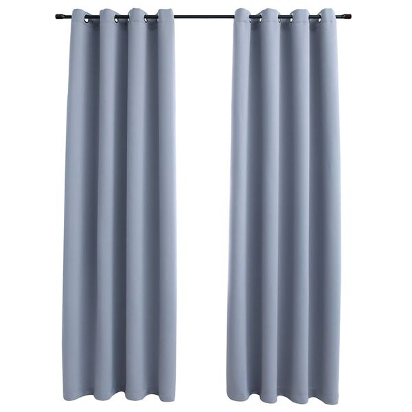 vidaXL Cortinas blackout c/ argolas em metal 2 pcs 140x245 cm cinzento