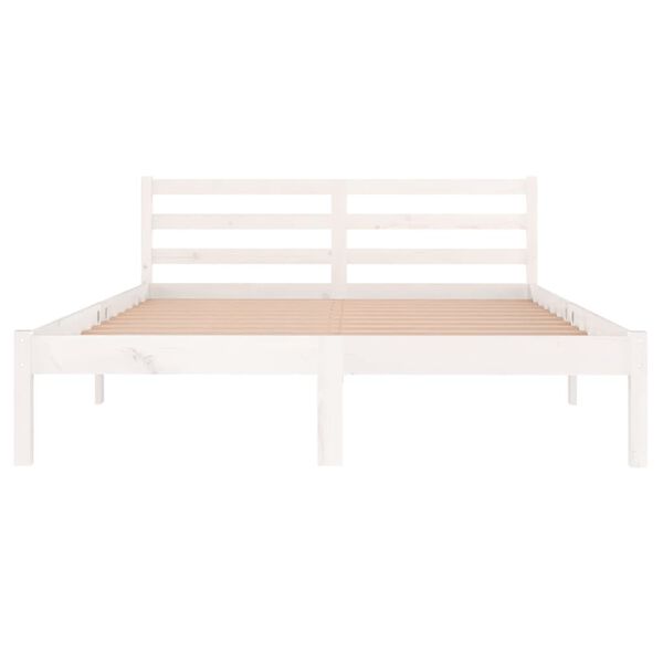 vidaXL Estrutura de cama 140x200 cm pinho maci&ccedil;o branco