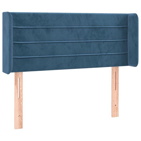 vidaXL Cabeceira de cama c/ abas veludo 103x16x78/88cm azul-escuro