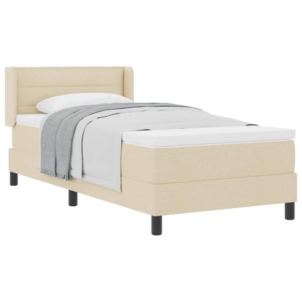 vidaXL Cama Box com colch&atilde;o com cabeceira Creme 200 x 90 cm Poli&eacute;ster