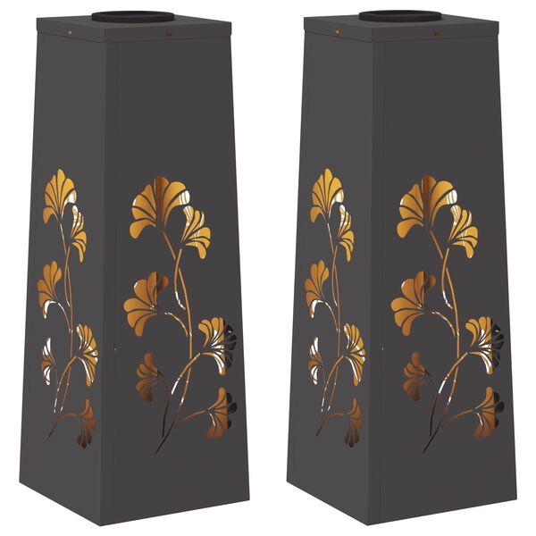 vidaXL Luz Solar LED de Caminho 2 pcs Preto A&ccedil;o Laminado a Frio