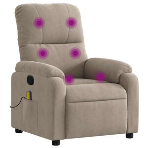 vidaXL Poltrona de massagens reclin&aacute;vel tecido de microfibra