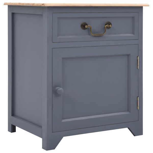 vidaXL Mesa cabeceira 40x30x50cm madeira paulownia cinzento e castanho