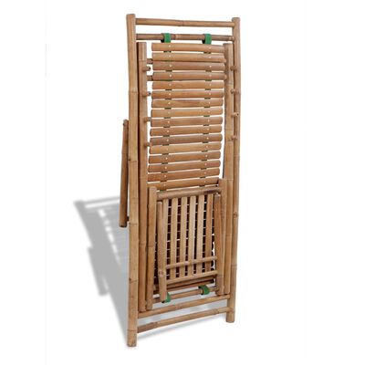 vidaXL Espreguiçadeira de exterior com apoios de pé bambu