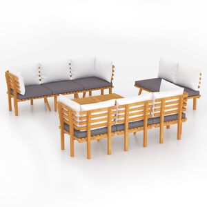 vidaXL 8 pcs conjunto lounge de jardim com almofad&otilde;es ac&aacute;cia maci&ccedil;a